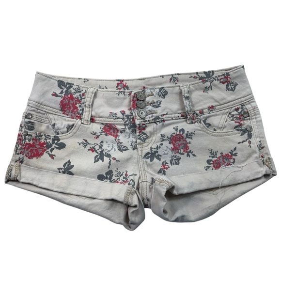 Almost Famous Pants - Almost Famous Vintage Y2K Micro Mini Low Rise Floral Print Denim Shorts